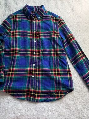 NWT Polo Ralph Lauren Boys Plaid Flannel Shirt Size M (10/12) Blue Green